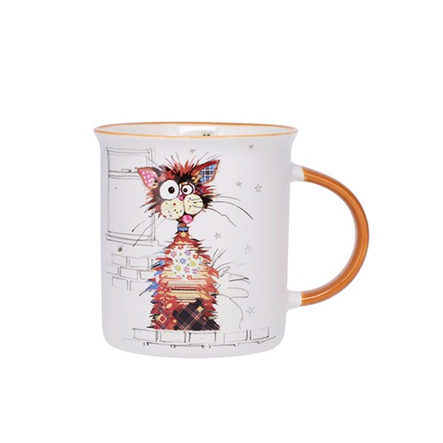 Bol Chat Porcelaine Fine 500 Ml – Anse – Motif Chat à La Fenêtre Avec Tour Eiffel Paris