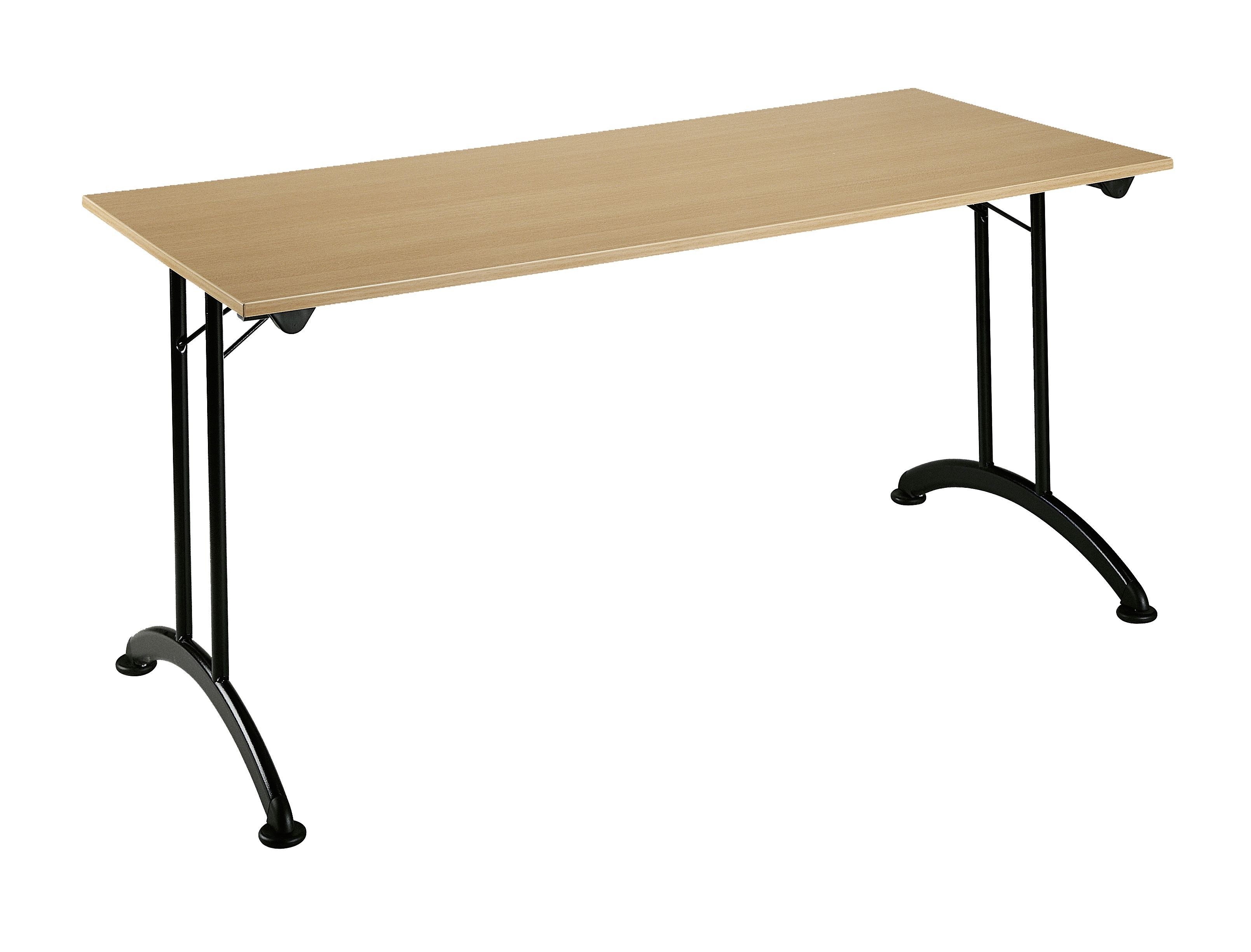 Table de réunion pliante - rectangulaire - L160 x H74 x P70 cm - imitation  hêtre/noir
