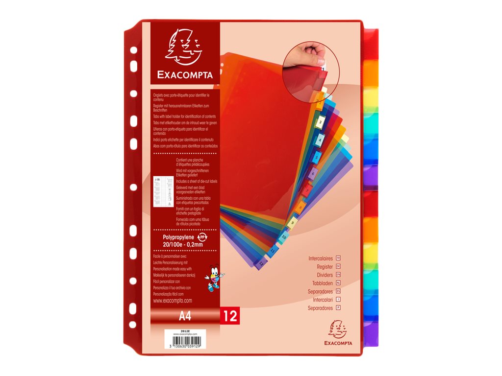 Avery Page De Garde Intercalaires L7411-12 à Imprimer Exacompta - Intercalaire personnalisable 12 positions - A4