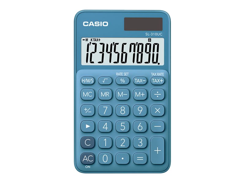 Calculatrice de poche Casio SL-310UC - 10 chiffres - alimentation batterie et solaire - bleu