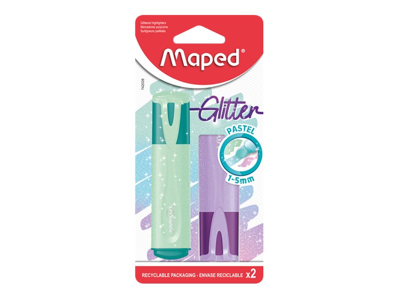 Maped Glitter - Pack de 2 surligneurs - couleurs pastel assorties