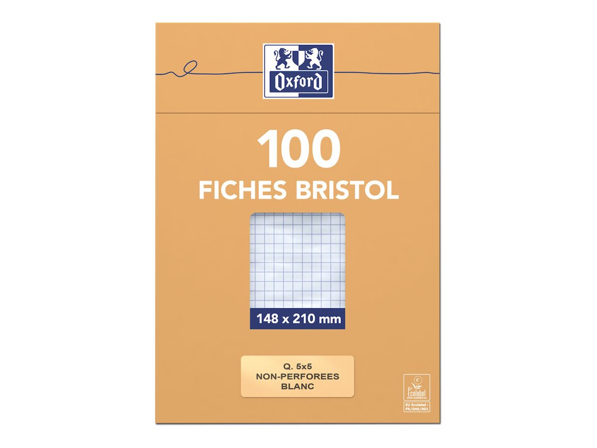 Fiches Bristol - A5 - Petits carreaux 5x5 - OXFORD