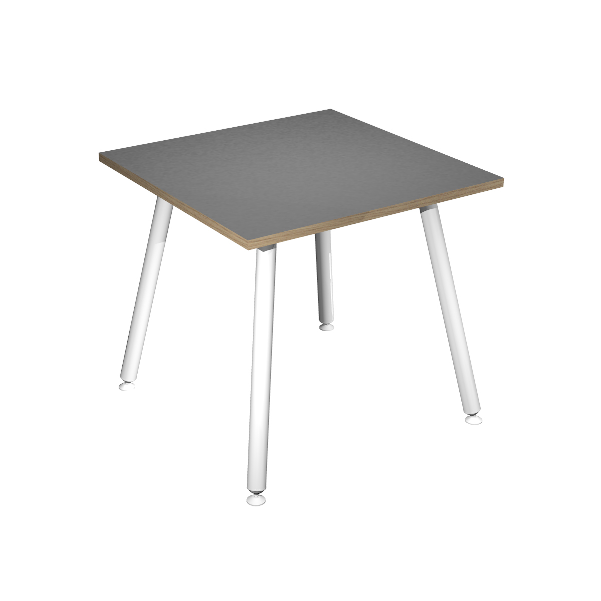 Table haute LEONARDO - 80 x 80 x 105 cm - Pieds métal blancs - Anthracite chants chêne