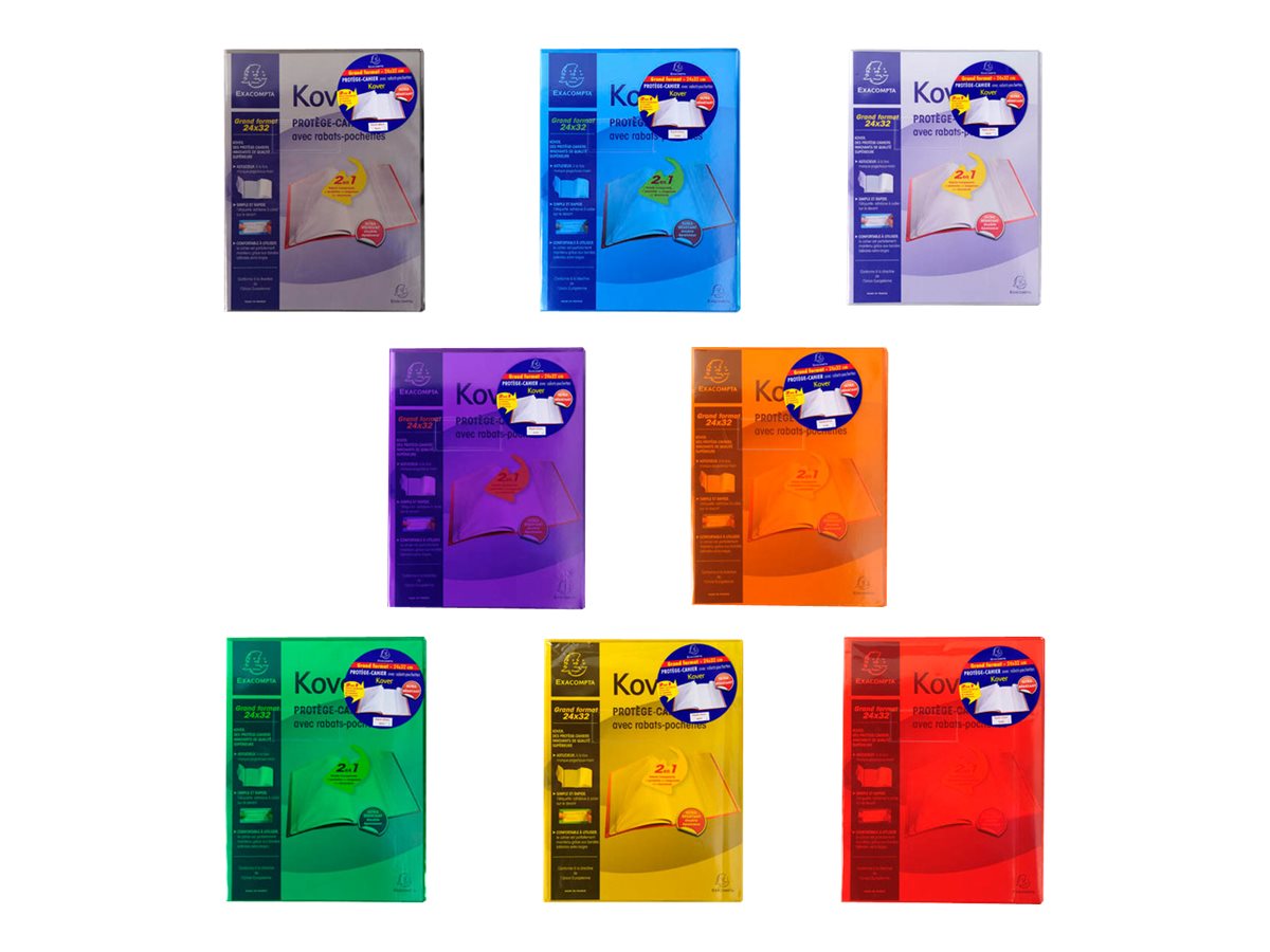 Protège-cahier Transparent Couleurs 24x32 avec rabats pochettes