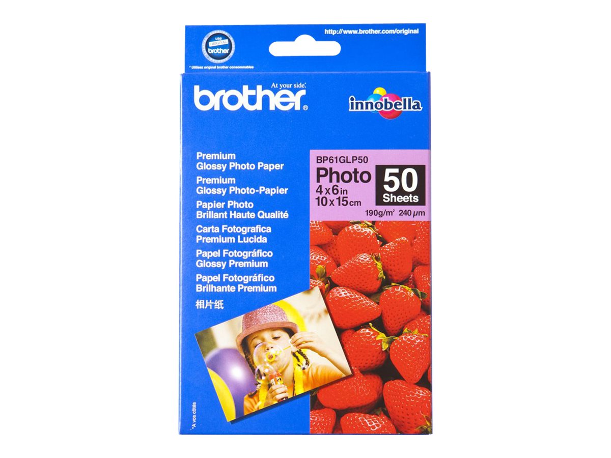 Brother BP 61GLP50 Premium Glossy Photo Paper - papier photo - 50 feuille(s) - 102 x 152 mm - 190 g/m²