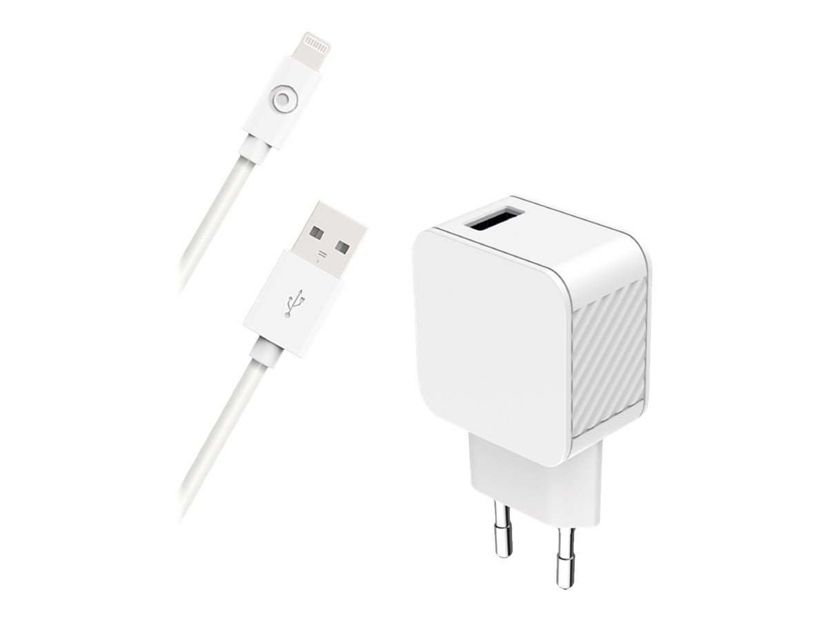 Chargeur mural blanc 1 USB 2.4A + câble Lightning - Sélection d