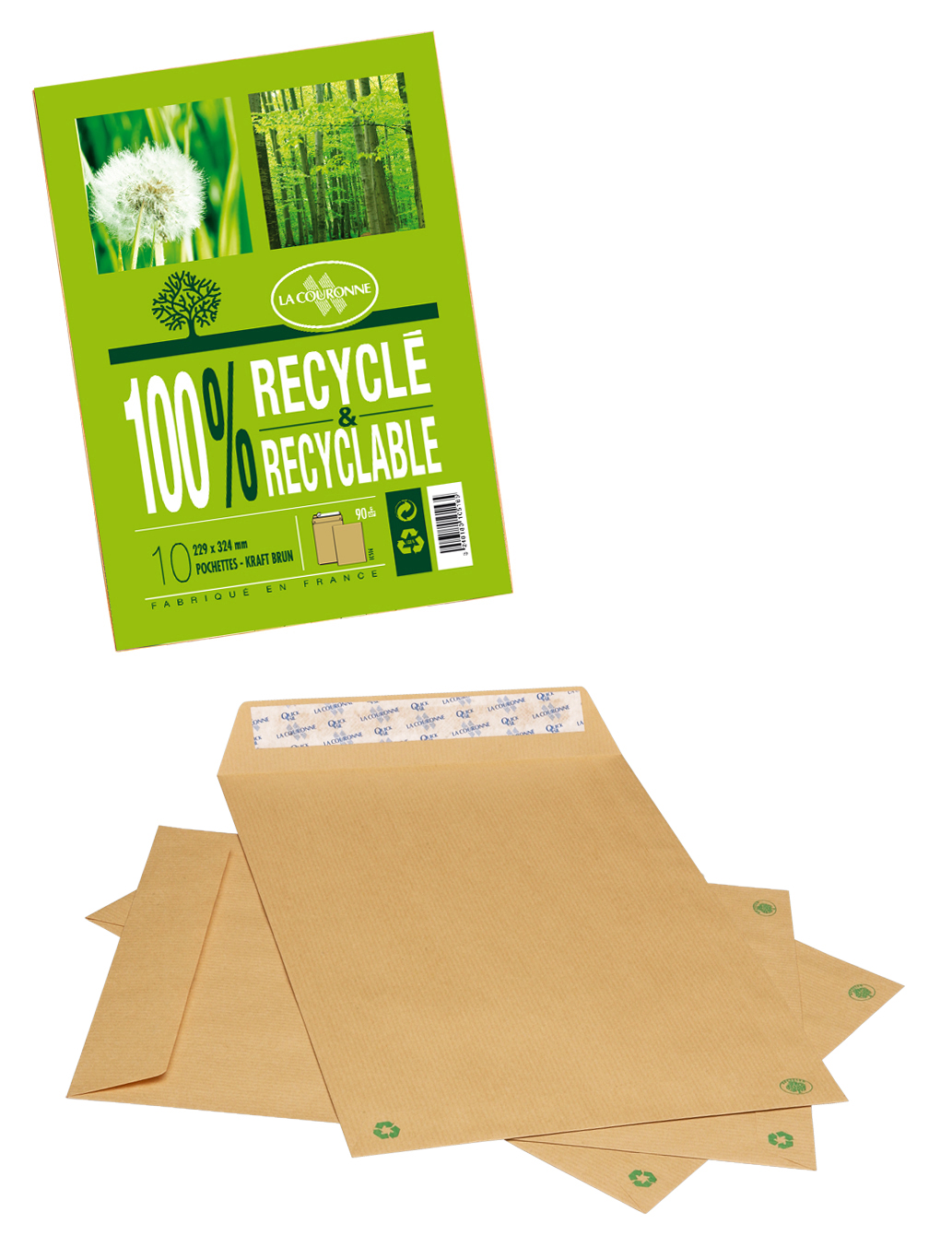 Pochettes et enveloppes cartonnées recyclées