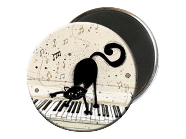 Kiub Bug Art - Magnet rond en verre - Chat sur clavier
