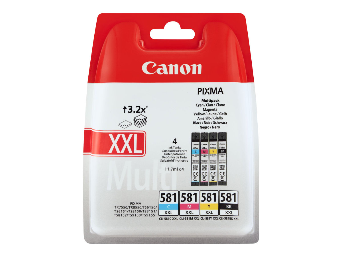 Canon CLI-581XXL - pack de 4 - noir, cyan, magenta, jaune - cartouche d'encre originale