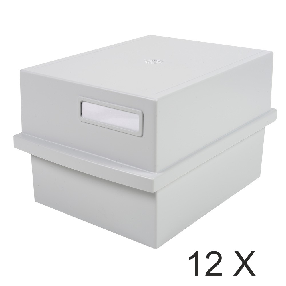 Exacompta Classic Bac à Fiches 35,60 X 23,50 X 18,90 Cm Gris Lumière - Avec Porte-étiquette Et Intercalaires