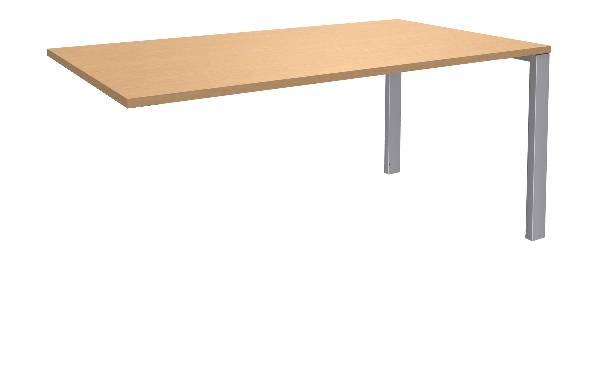 Bureau simple IRIS - L160 cm - Plan suivant - Pieds aluminium - plateau imitation Hêtre
