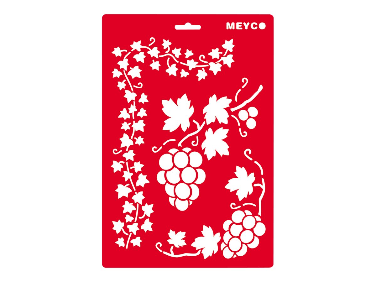 MEYCO - Pochoir artisanal - lierre et raisins - 21 x 31 cm - rouge transparent - plastique