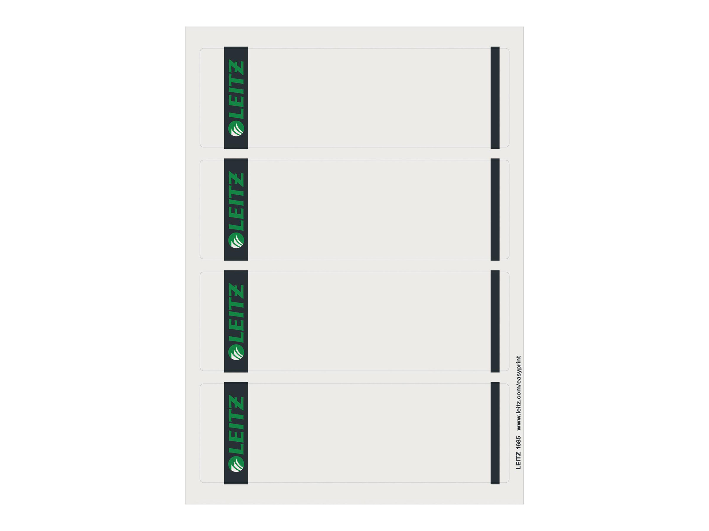 Leitz EasyPrint Étiquettes Dos Classeurs Active 1 113 – 156x146 Mm, Lot 20, Imprimables PC, Gris