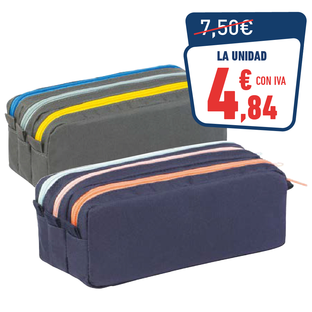 Estuche Teknik-Trizip 3 compartimentos