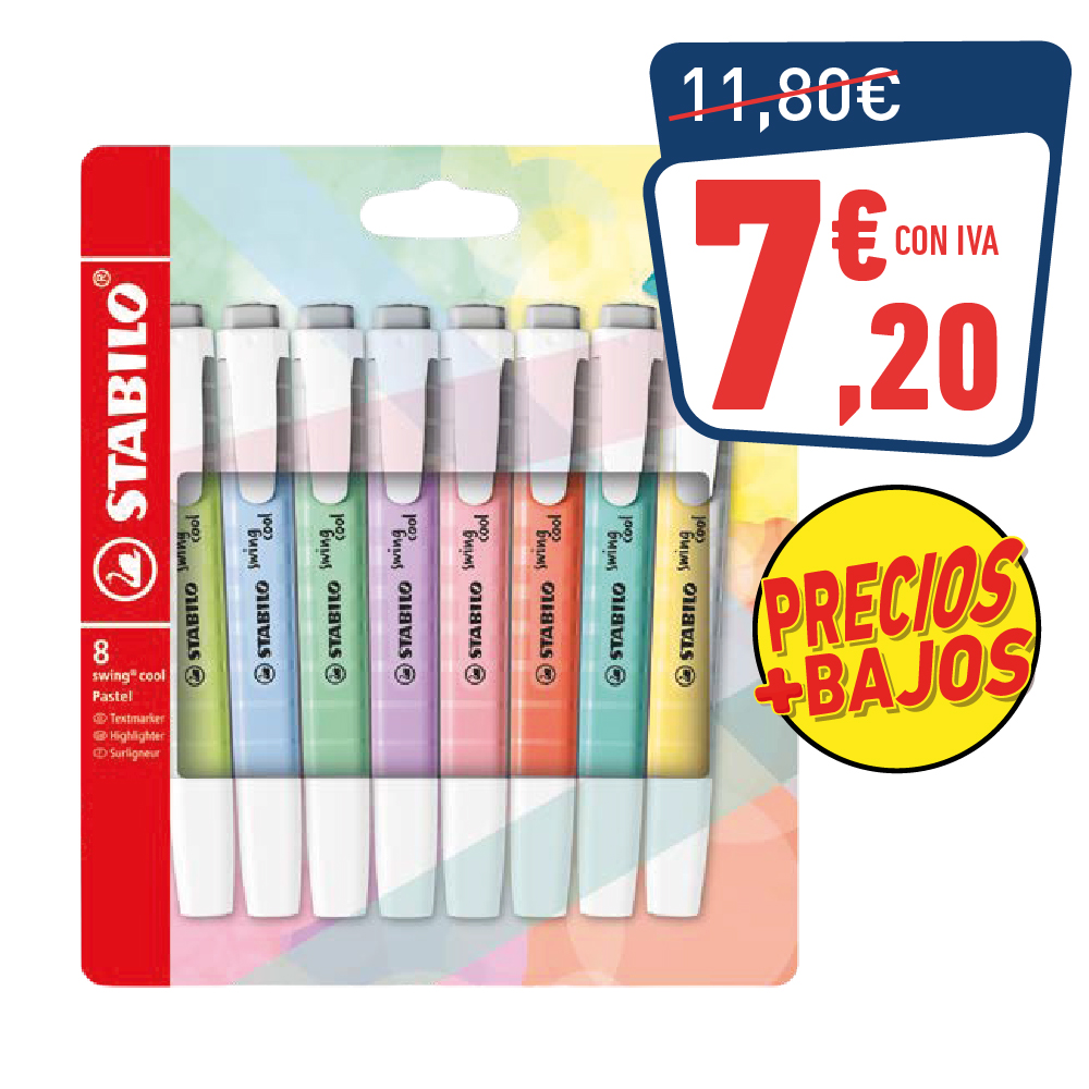 Pack 8 marcadores fluo swing cool pastel