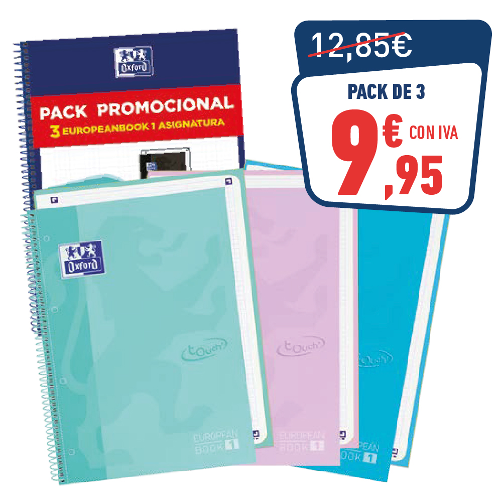 Pack 3 EuropeanBook 1 color School Colores vivos