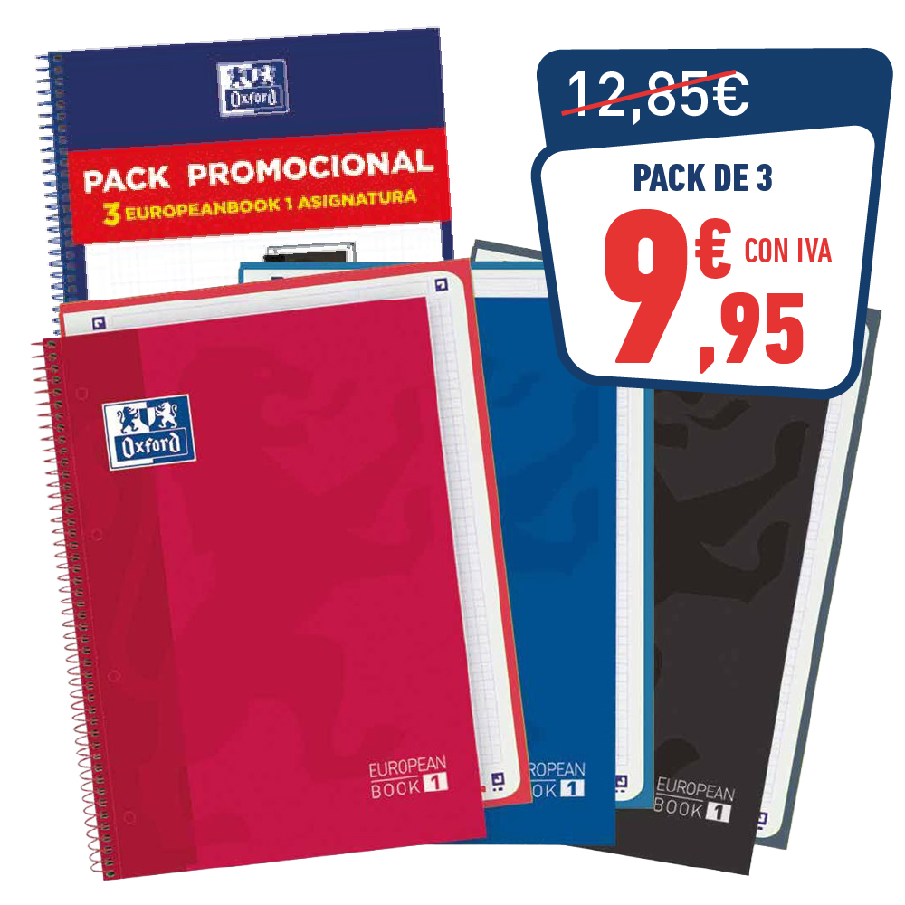 Pack 3 EuropeanBook 1 color School Colores pastel