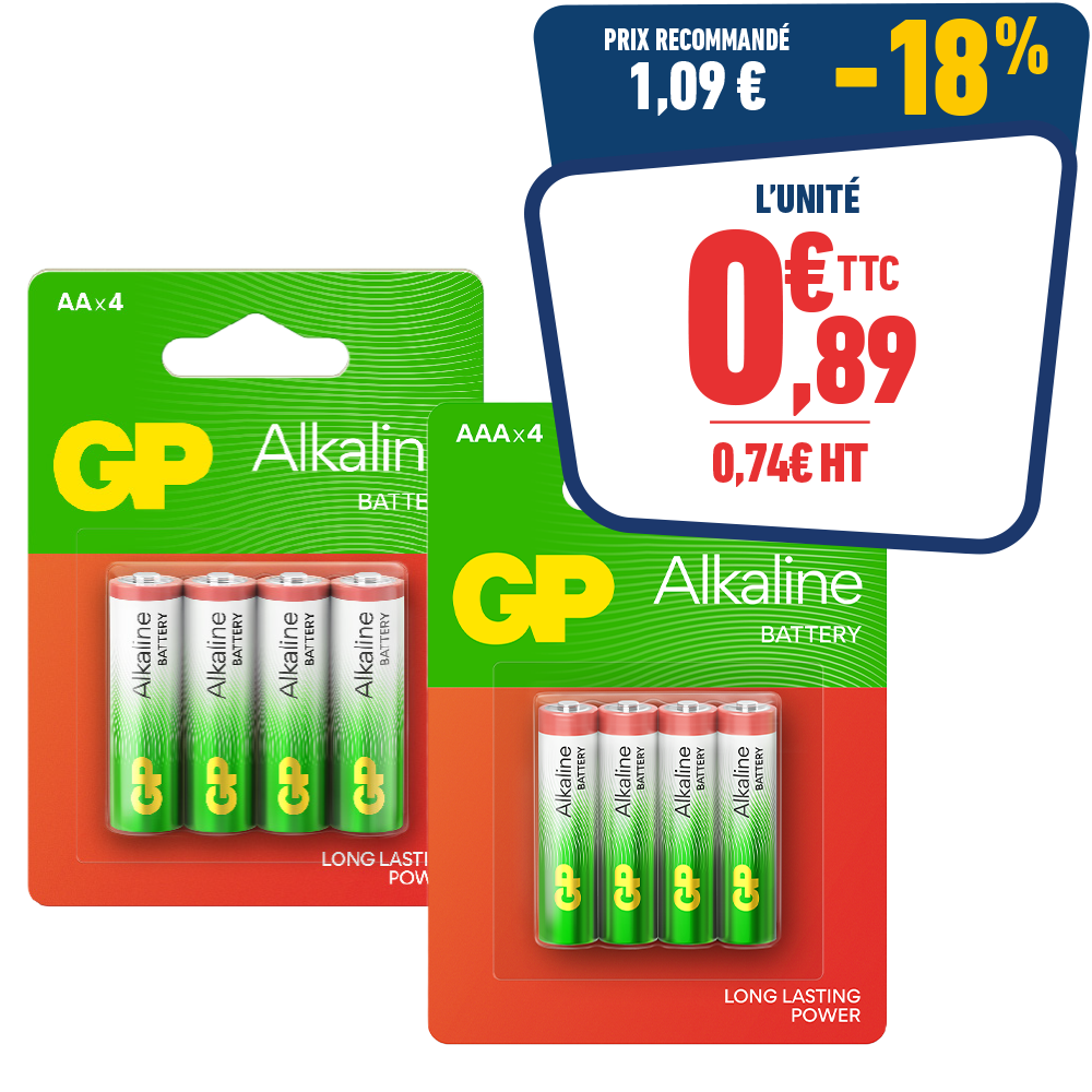 PACK DE 4 PILES AA / AAA GAMME RED GP BATTERIES