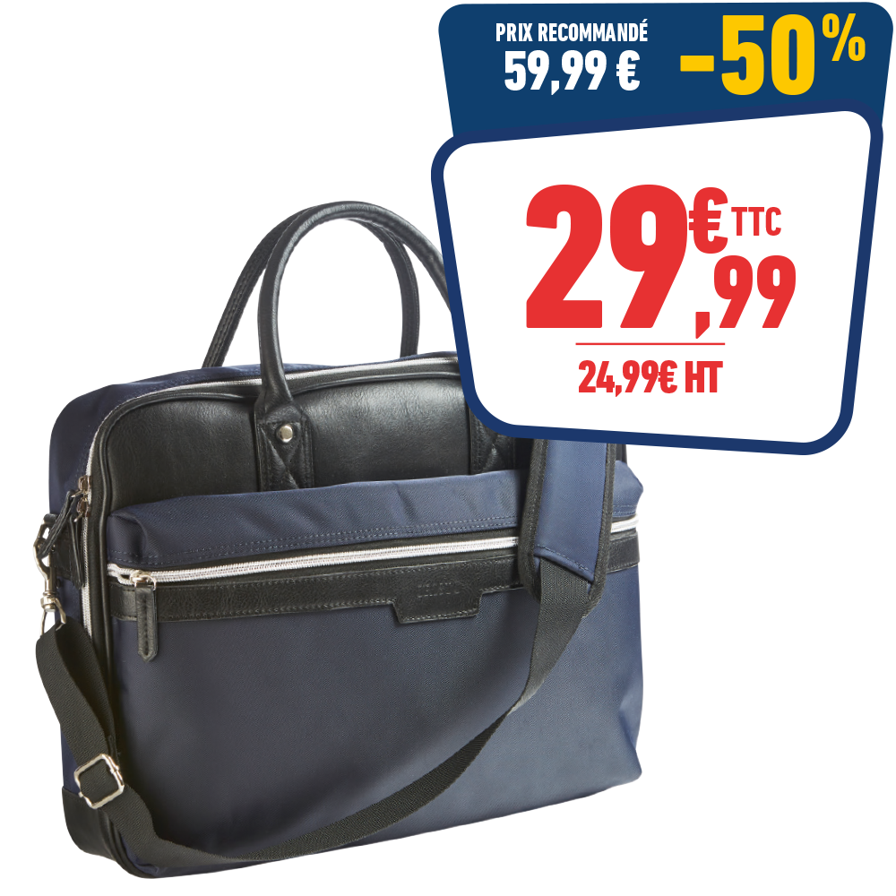 SACOCHE ORDINATEUR 15,6 40 x 31 x 8 cm BLEU MARINE