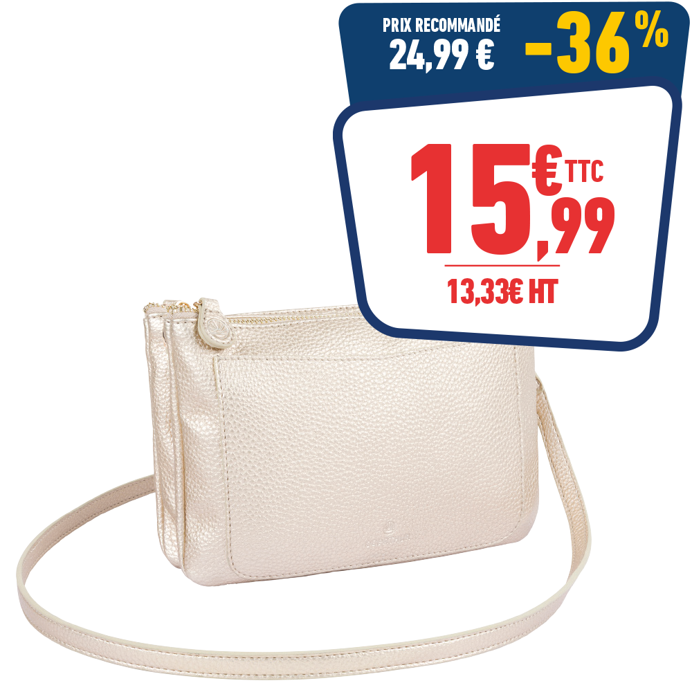 SAC BANDOULIERE DORE 22,5 x 4 x 15,5 cm