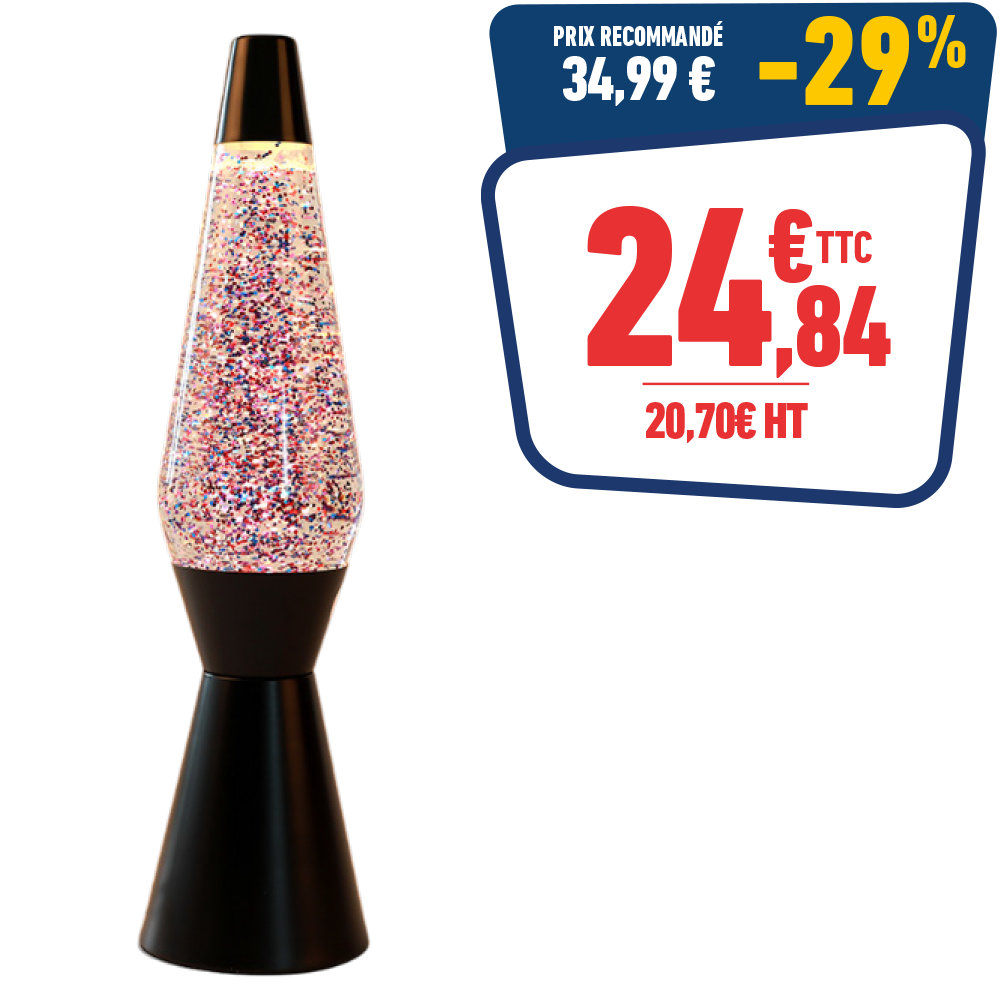 LAMPE LAVE AVEC PAILLETTES 10,2 x 40 cm