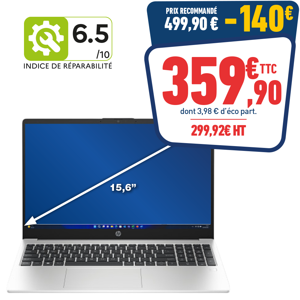 PC PORTABLE HP 15,6 - R3-7330U - 8GO RAM - 512GO SSD