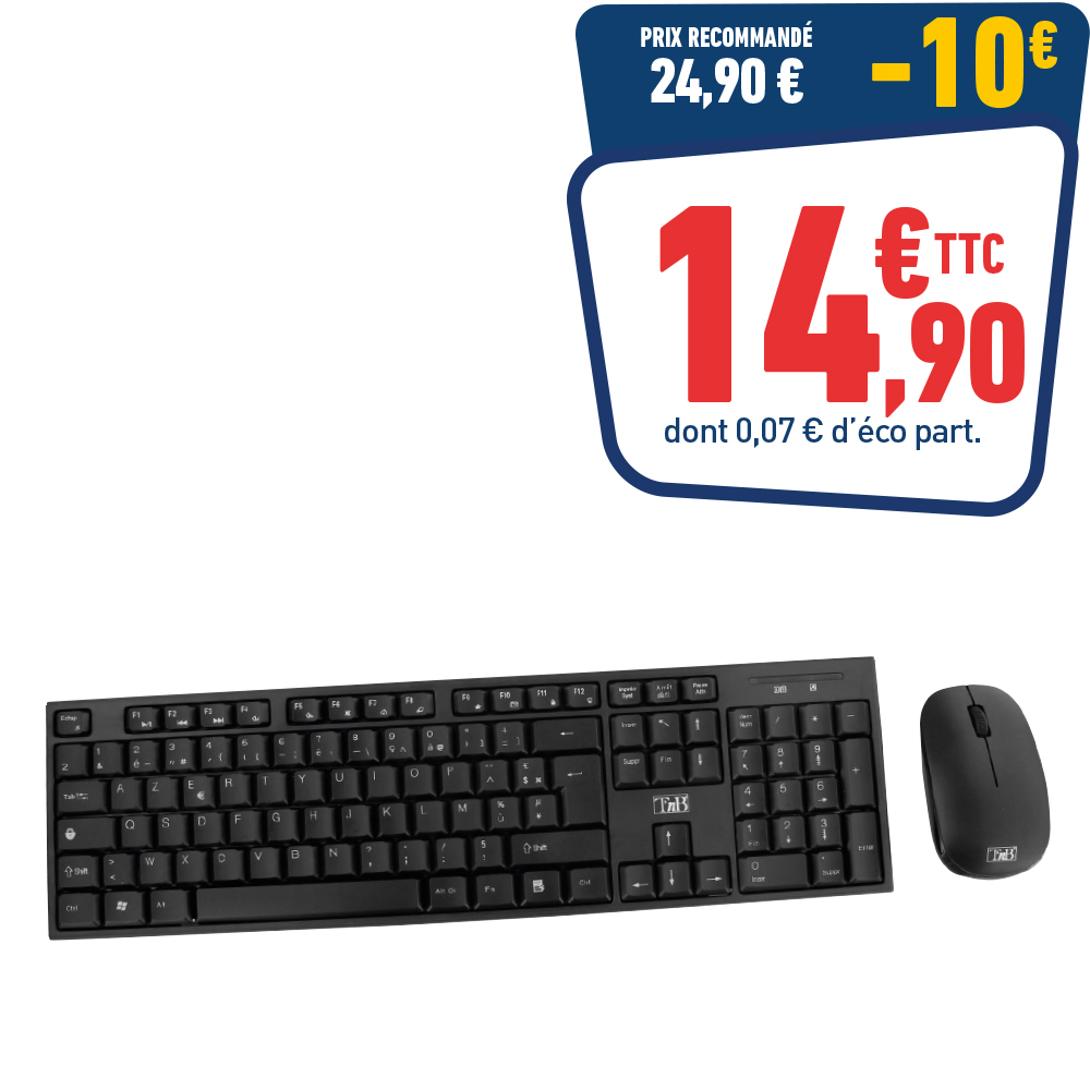 CLAVIER / SOURIS TNB CLASSY COMBO SANS FIL - NOIR