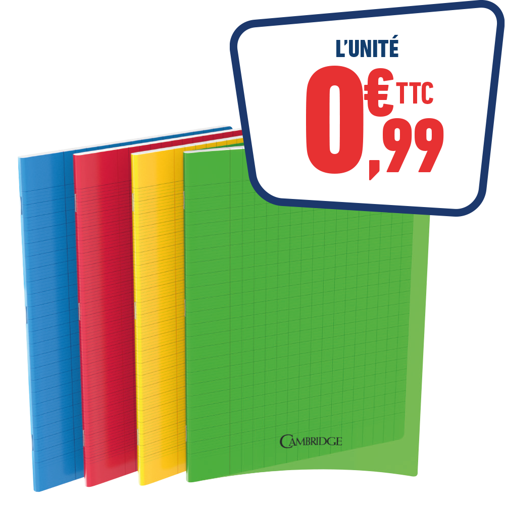 CAHIER 24x32 CM 96 PAGES - GRANDS CARREAUX
