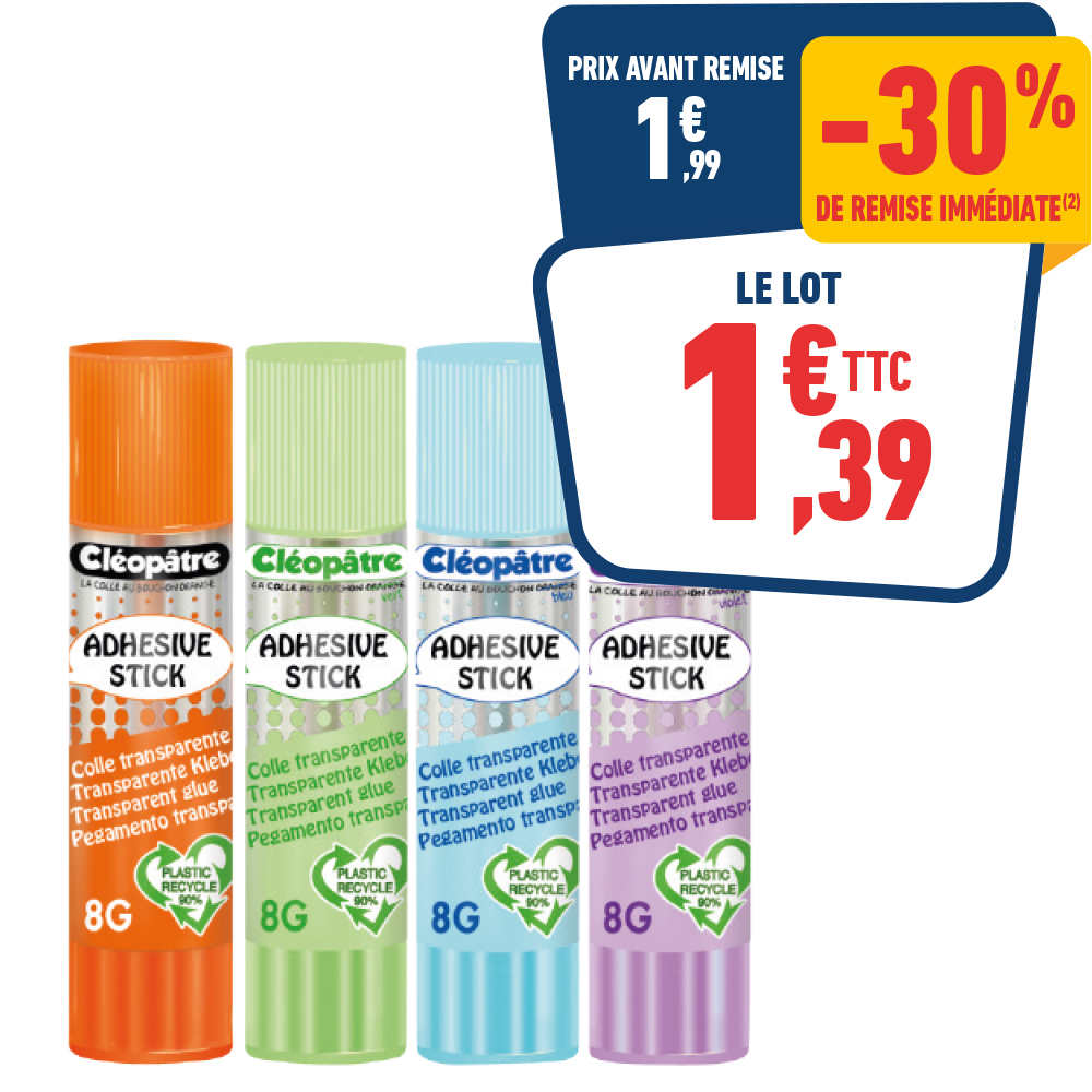 4 TUBES DE COLLE CLEOSTICKS PASTEL - 8GR