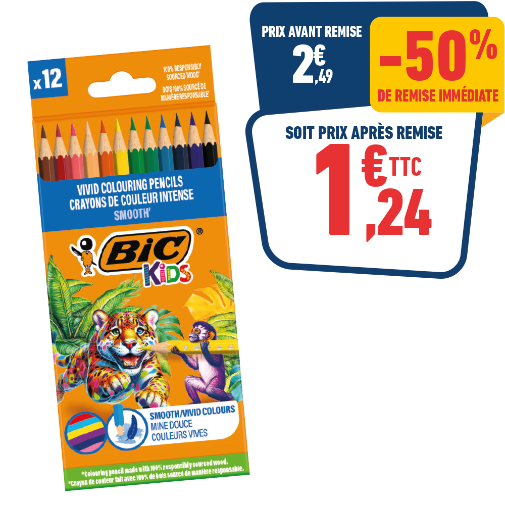 12 CRAYONS COULEURS WOOD