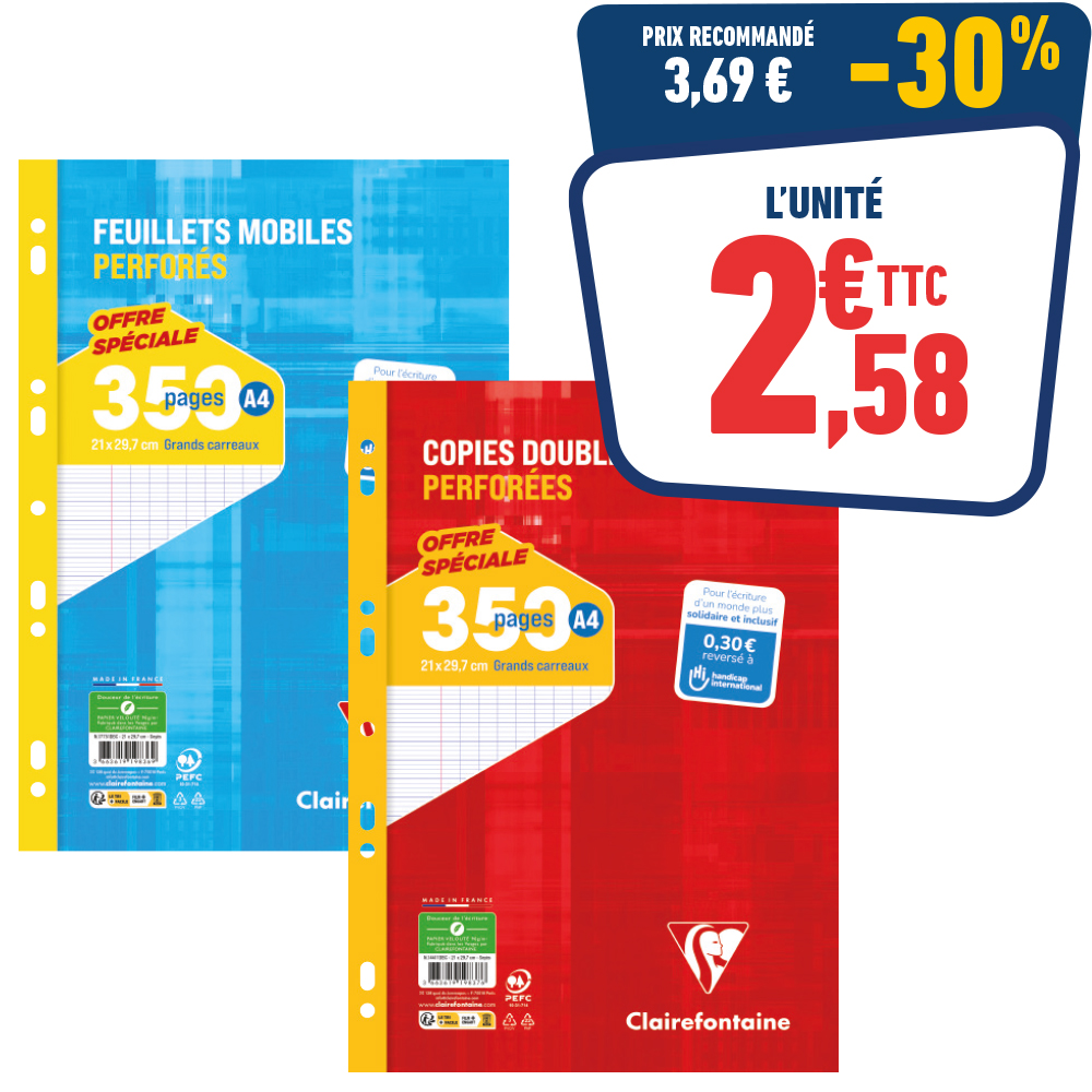 FEUILLETS MOBILES OU COPIES DOUBLES 350 PAGES