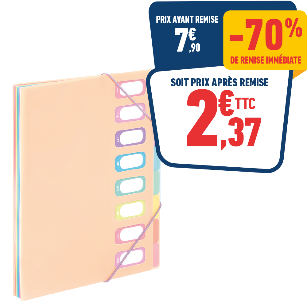 TRIEUR - A4 - 8 COMPARTIMENTS - RAINBOW PASTEL