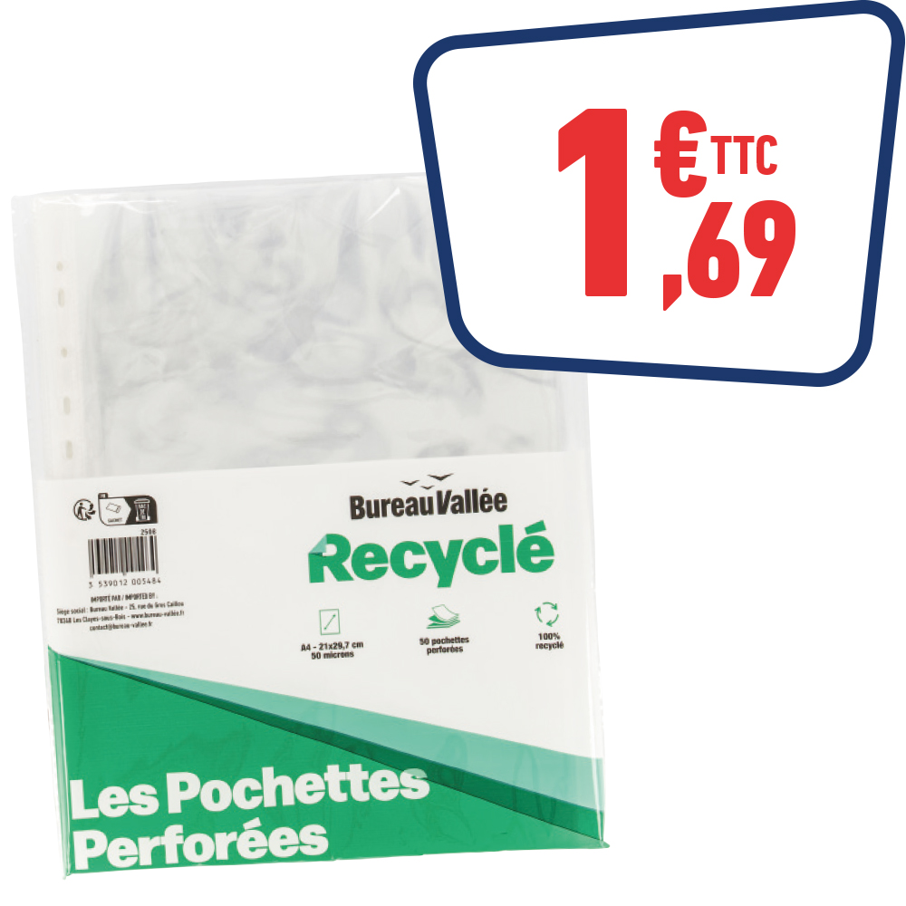 50 POCHETTES PERFORÉES - A4 - LISSES