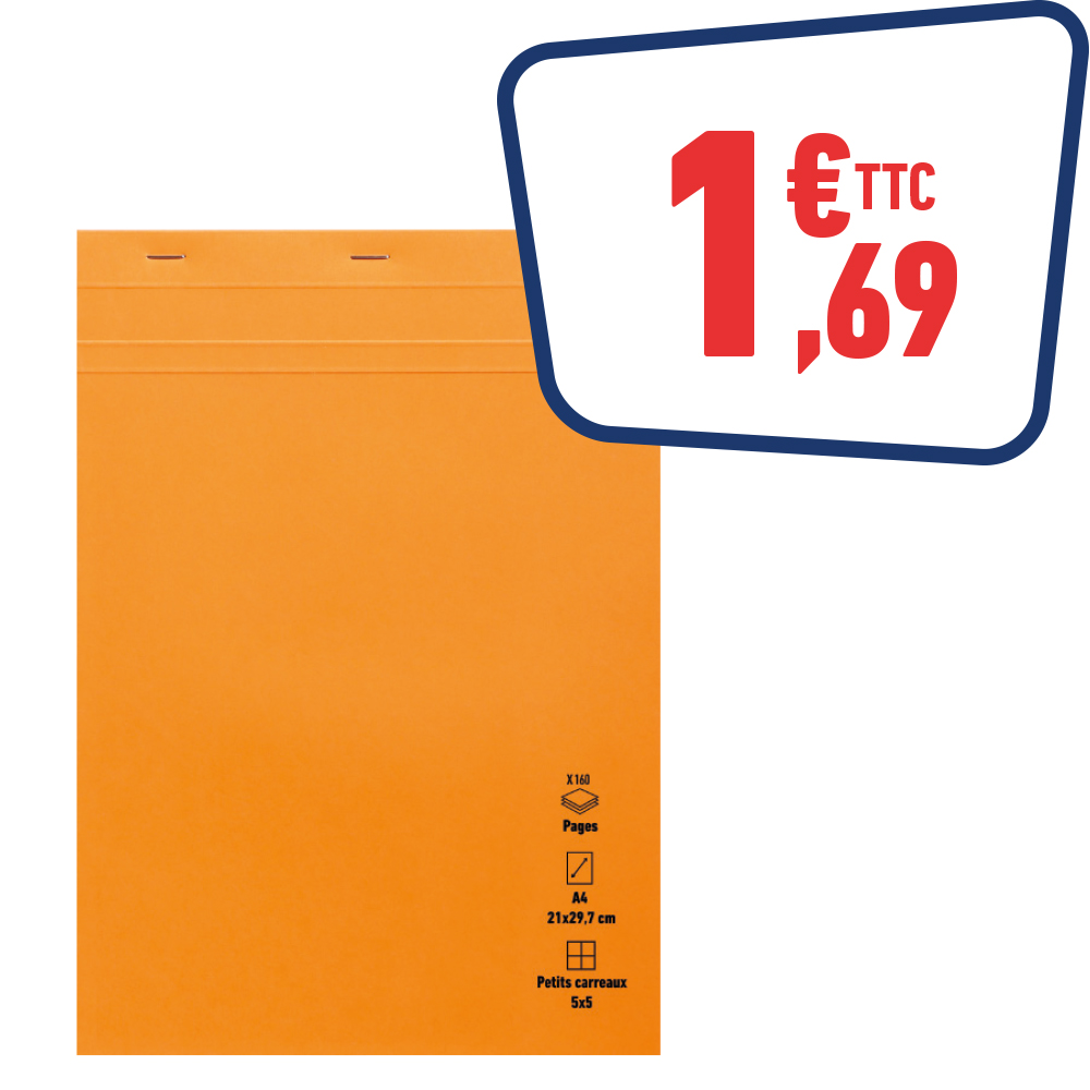BLOC NOTES - A4 - PETITS CARREAUX - 70 GR