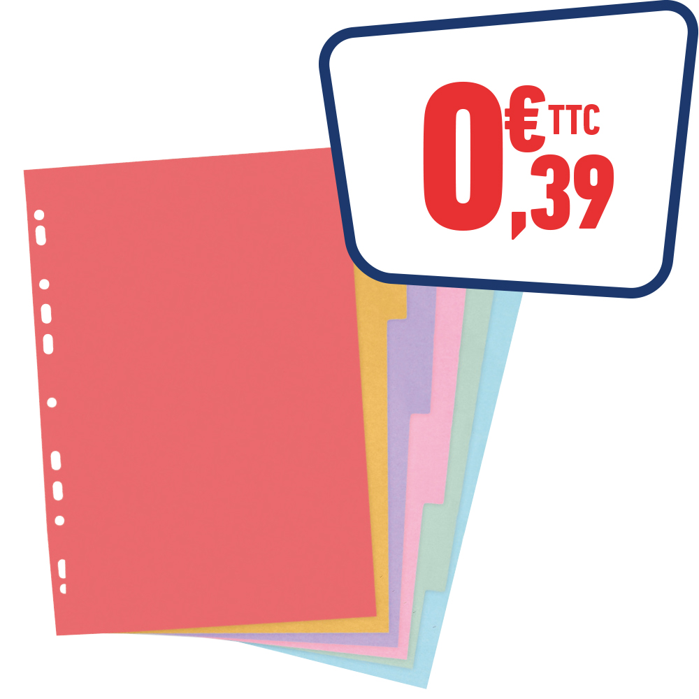 INTERCALAIRES - 6 POSITIONS - A4 - CARTE RECYCLÉE