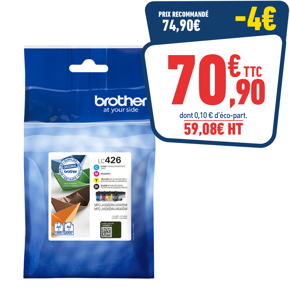 PACK 4 CARTOUCHES BROTHER LC-426