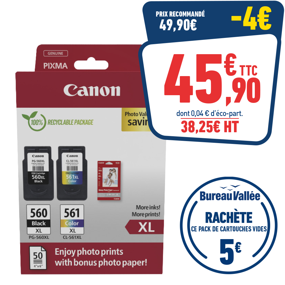 PACK DE 2 CARTOUCHES CANON PG-560/CL561XL