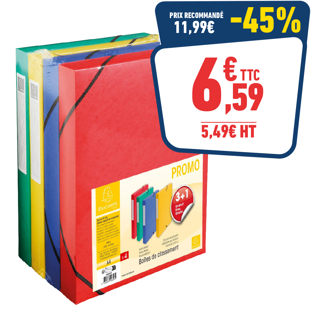 4 BOÎTES DE CLASSEMENT DOS 40 MM - A4