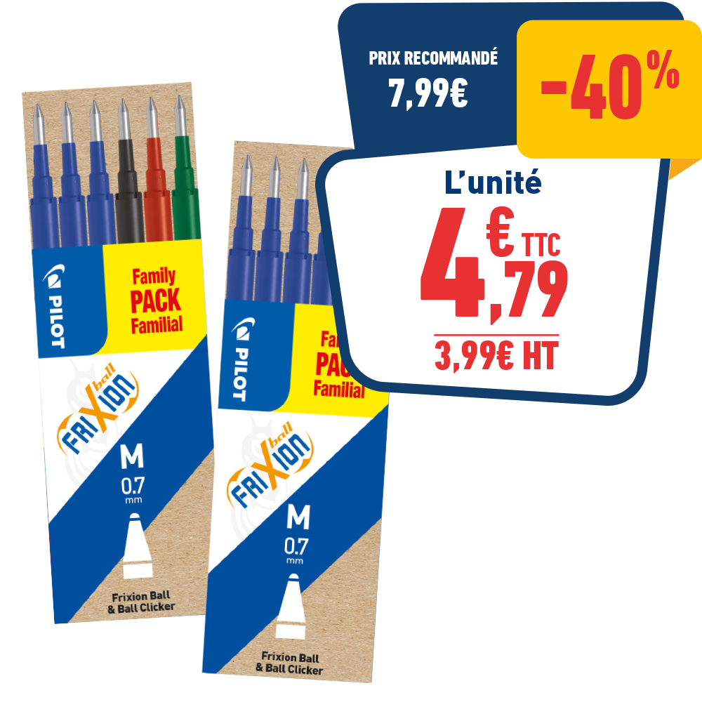 6 RECHARGES FRIXION 4 COULEURS