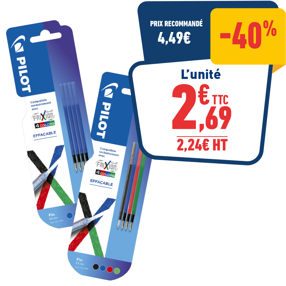4 RECHARGES FRIXION 4 COULEURS