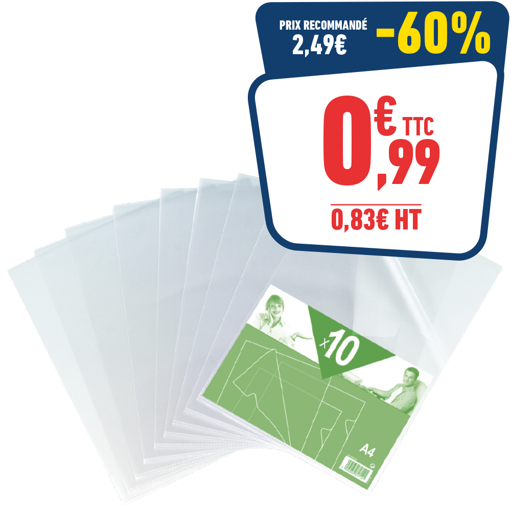 10 POCHETTES COIN A4 - GRAINÉES
