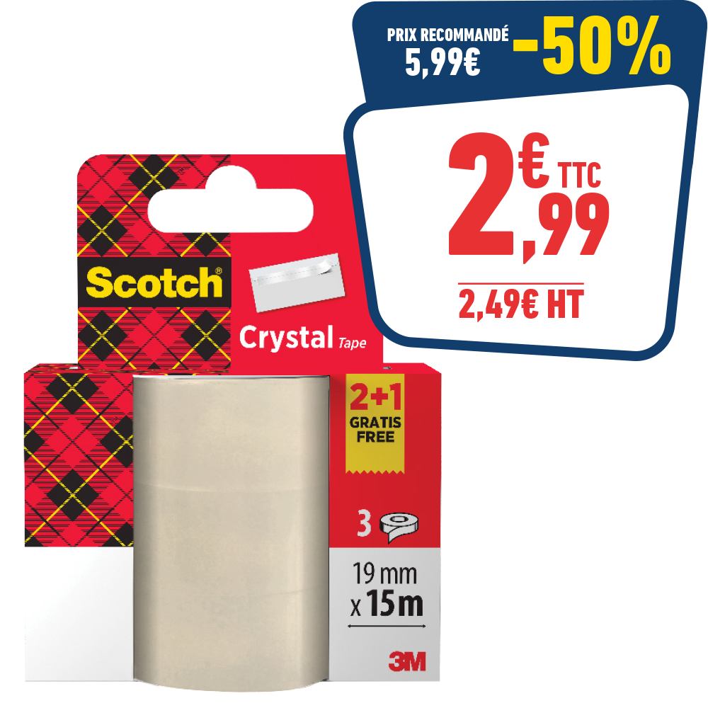 3 RUBANS ADHESIFS TRANSPARENT SCOTCH