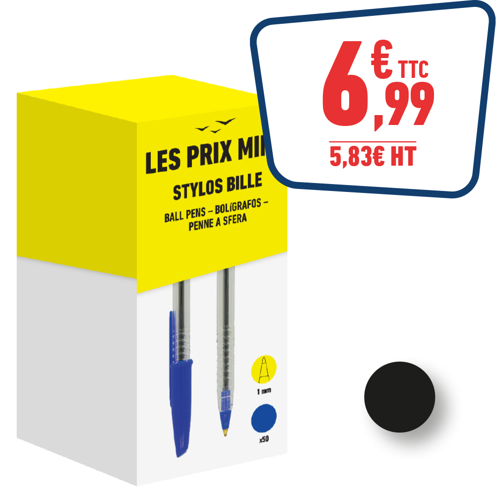 50 STYLOS BILLE BLEU