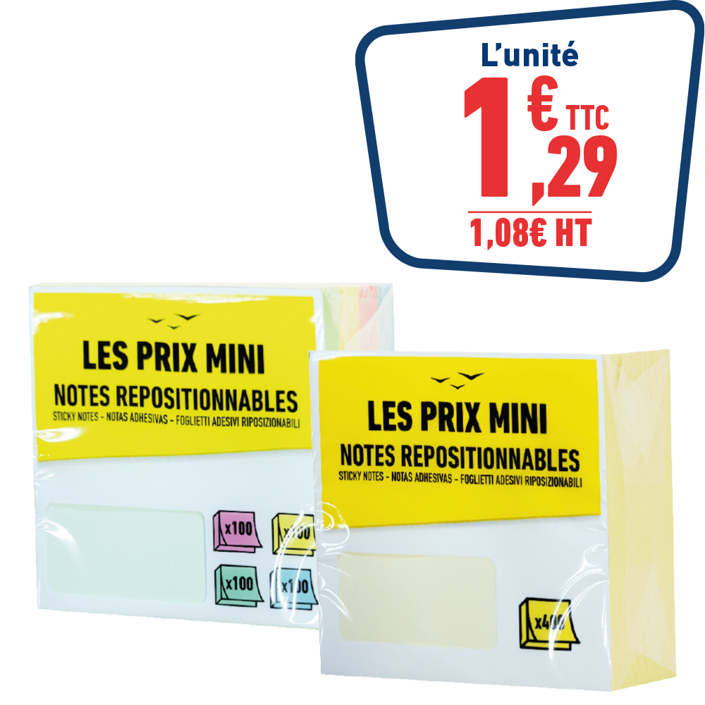 400 NOTES REPOSITIONNABLES PASTEL ASSORTIES