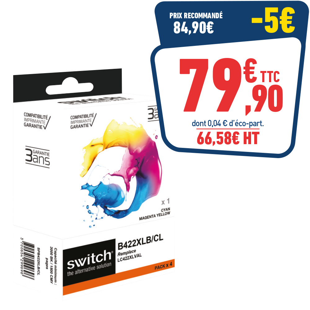 PACK DE 2 CARTOUCHES D'ENCRE BROTHER LC4222XL