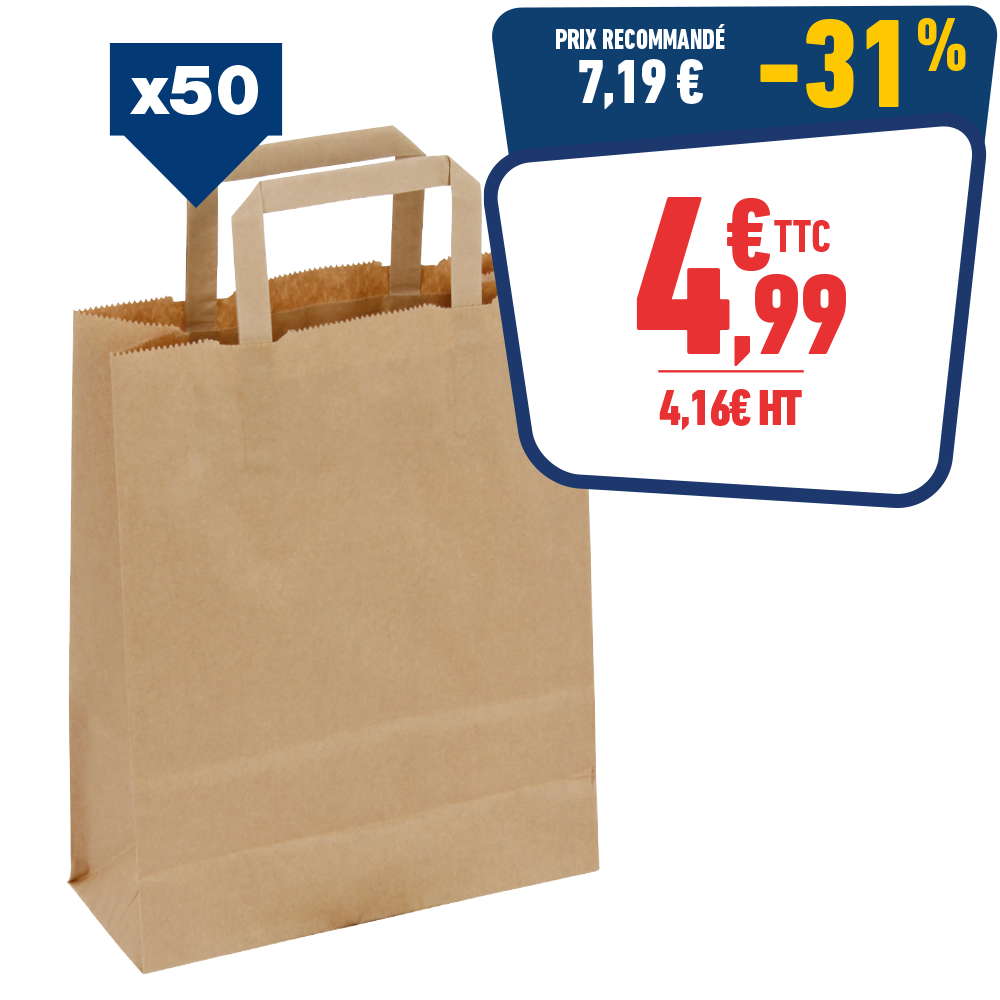 50 SACS KRAFT 22 x 10 x 28 CM