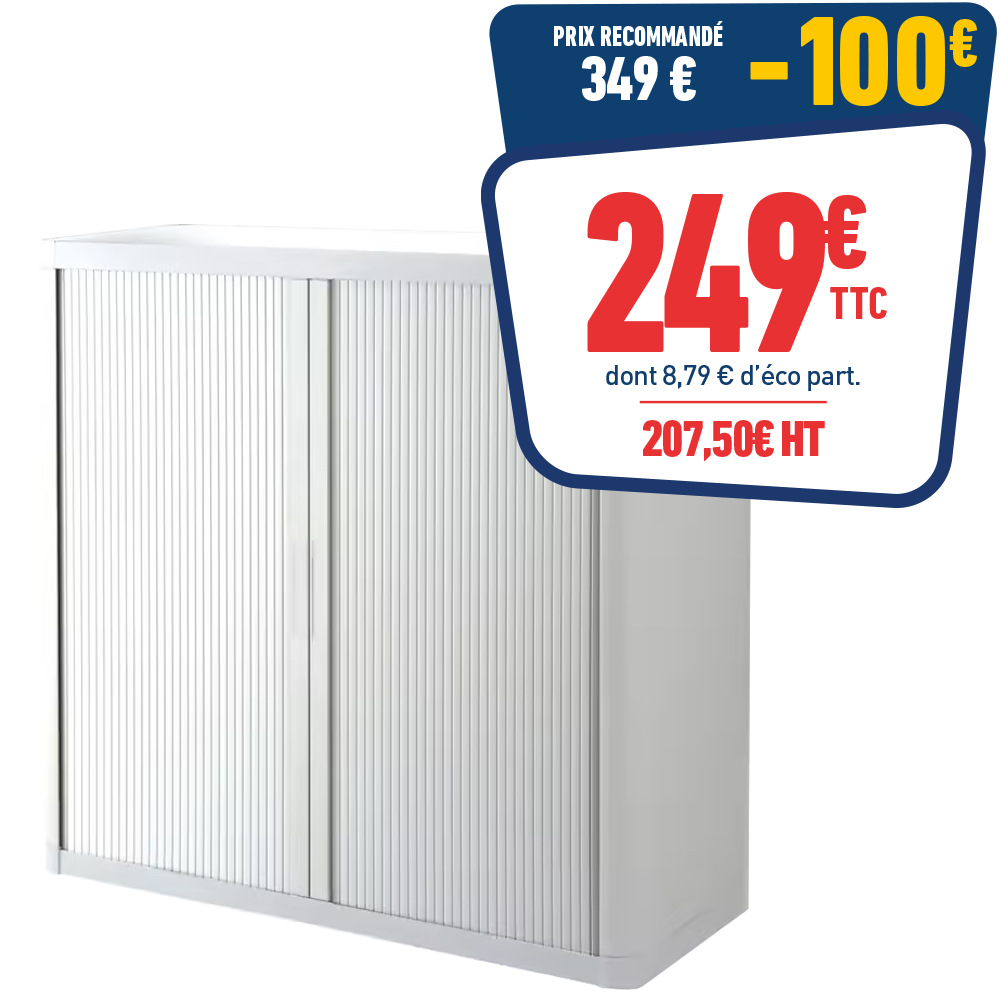 Armoire basse à rideaux blanche