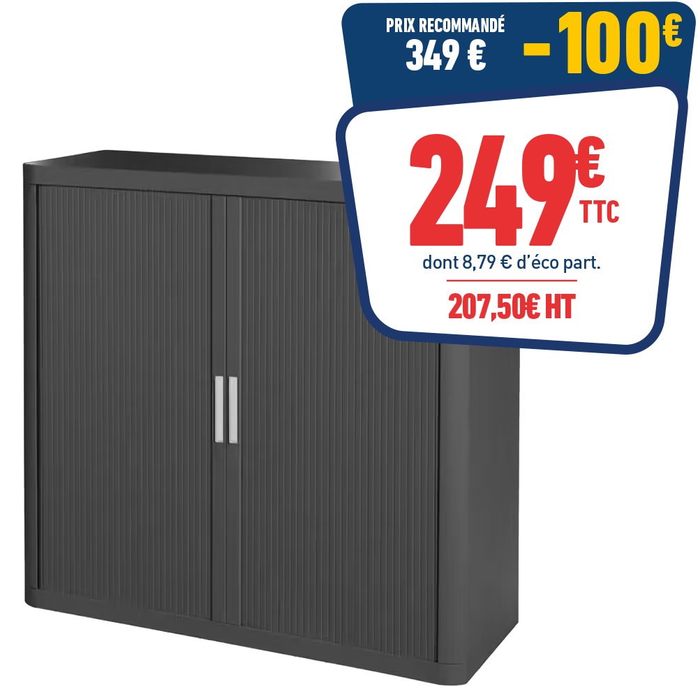 Armoire basse à rideaux gris