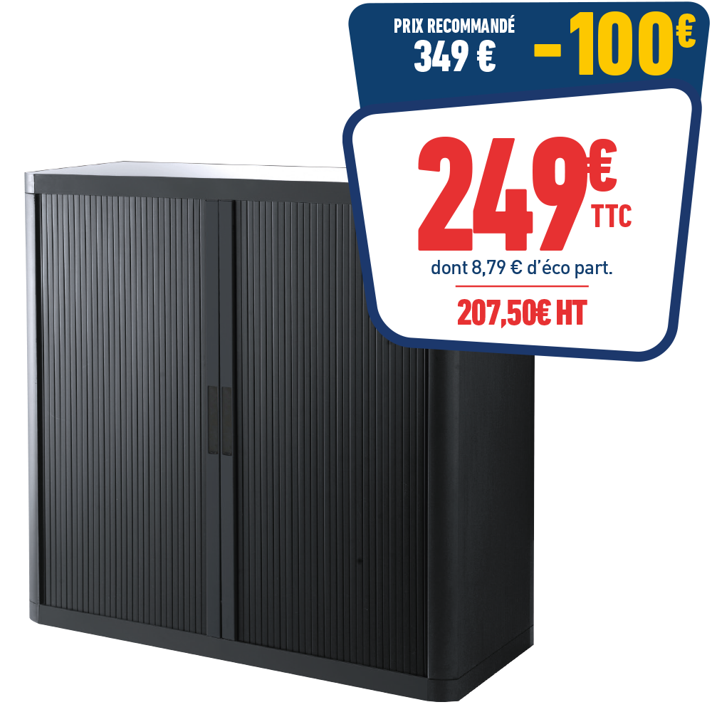 Armoire basse à rideaux noir