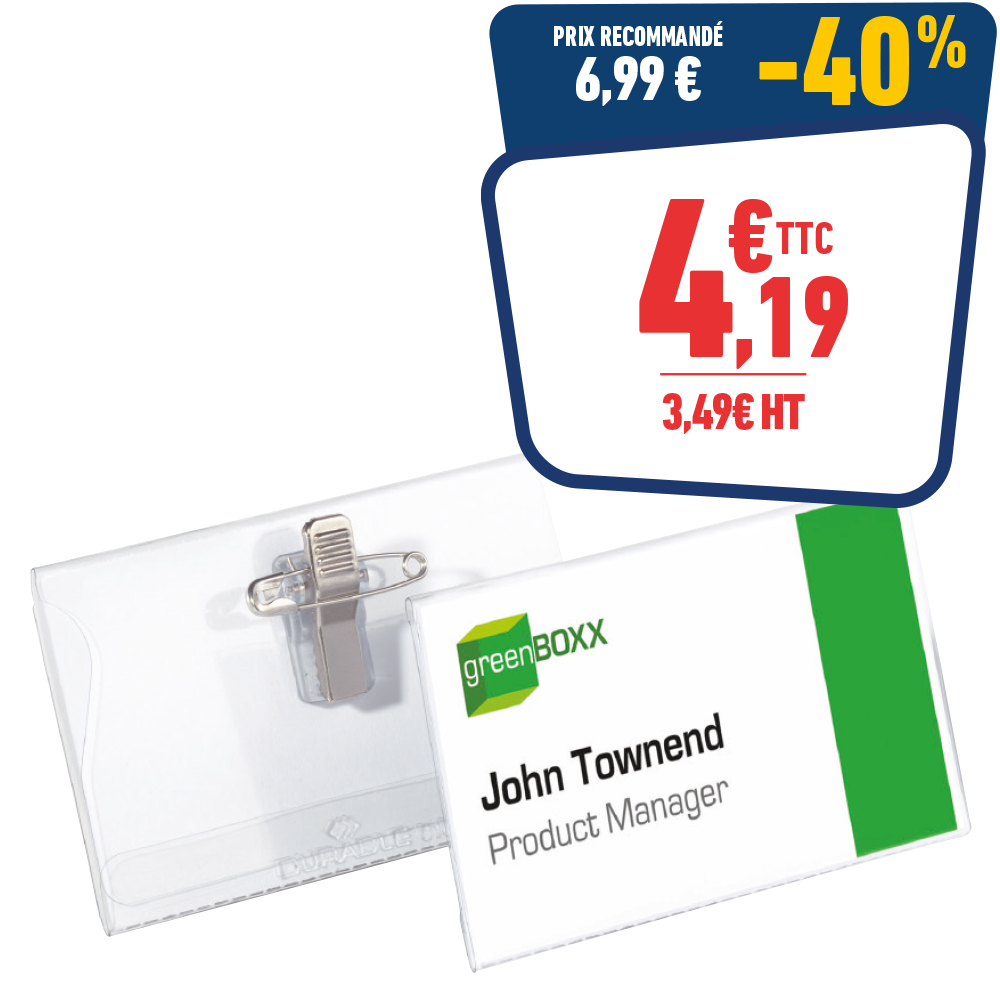 BOITE DE 25 BADGES 54 x 90 mm